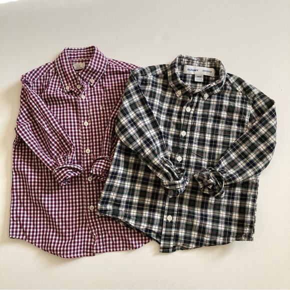 Bundle Crew Cuts Old Navy Boys Button Down Plaid Shirts Size 5 - Picture 1 of 9